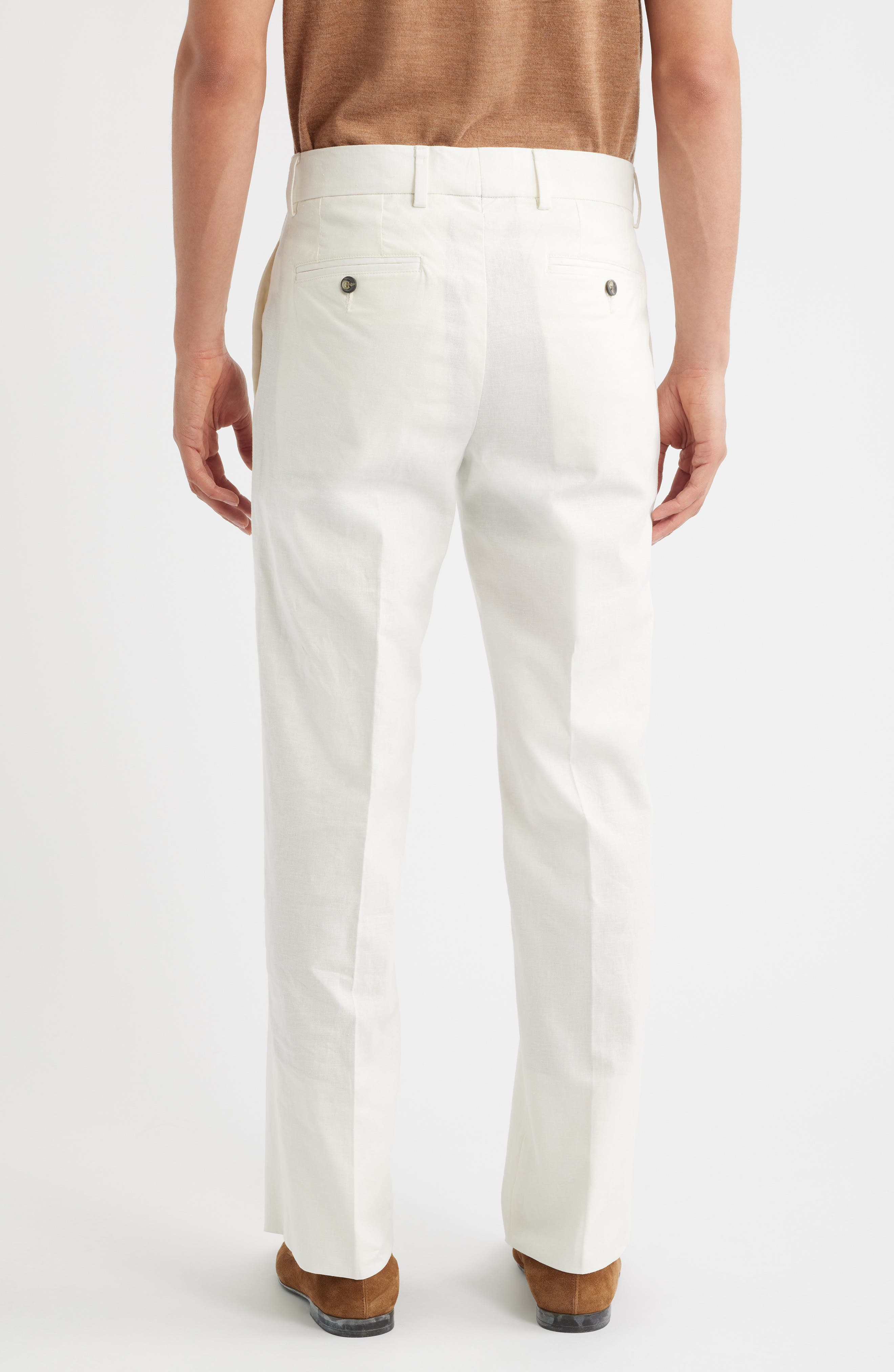 Pleated Cotton & Linen Straight Leg Pants - image 2