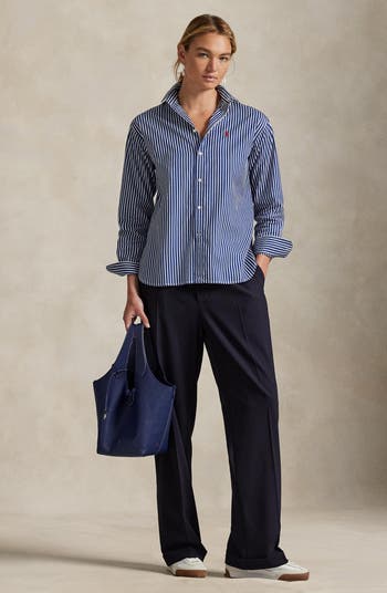 Stripe Relaxed Fit Cotton Button-Up Shirt