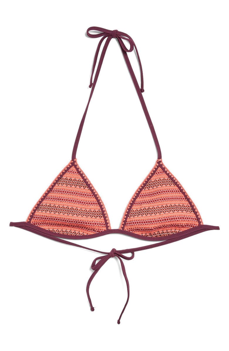 Topshop Embroidered Triangle Bikini Top, Alternate, color, 