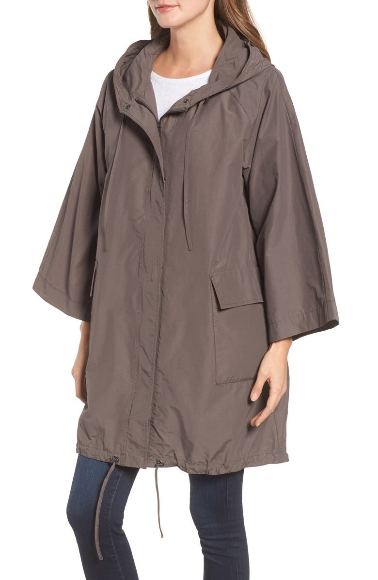 Eileen Fisher Hooded Organic Cotton & Nylon Jacket, Alternate, color,