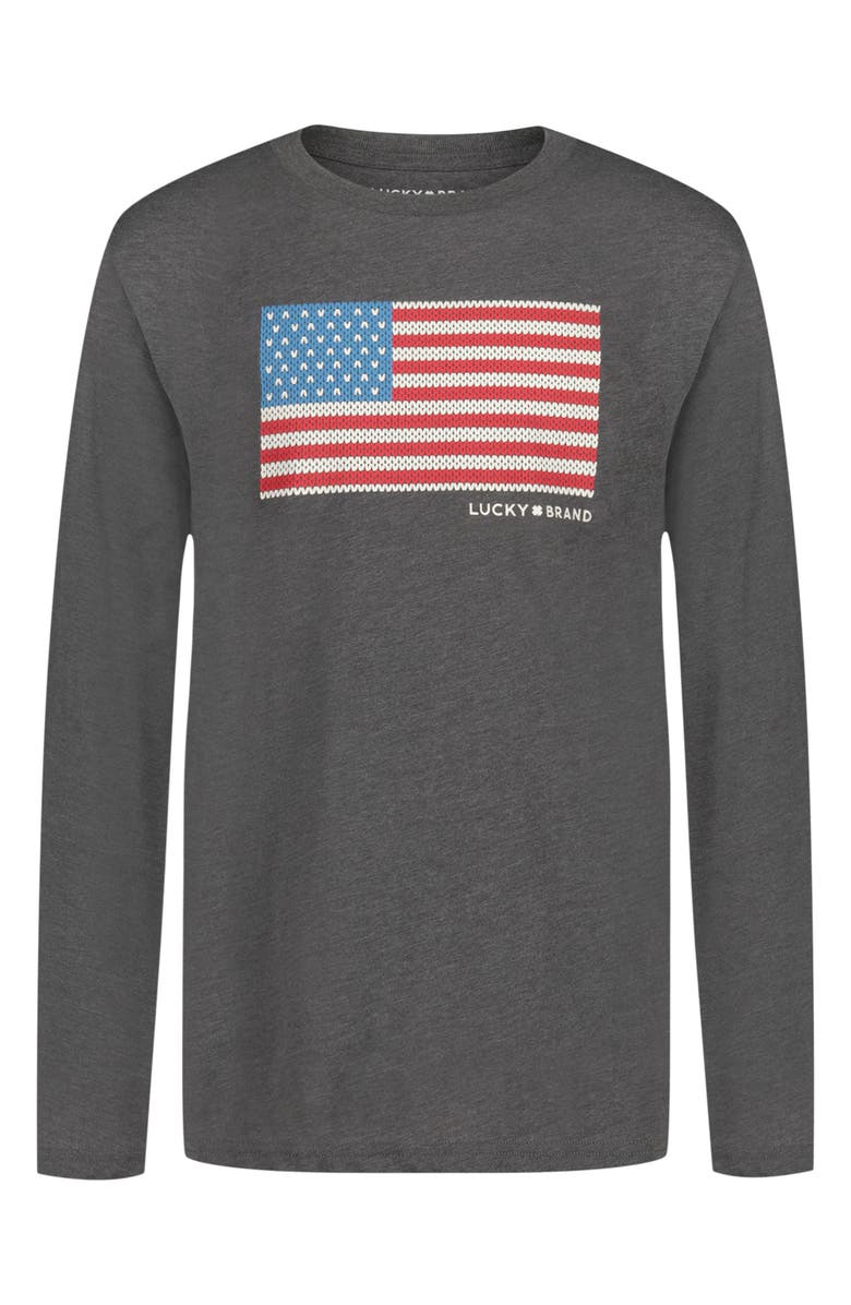 Lucky Brand Kids' USA Fair Isle Graphic T-Shirt, Main, color, Dark Grey Heather