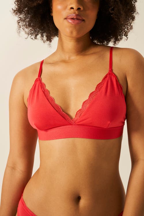 Stripe & Stare Lace Bralette & Original Knicker Set In Hibiscus