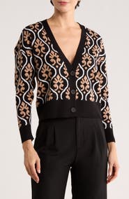 Tahari V-Neck Crop Cardigan