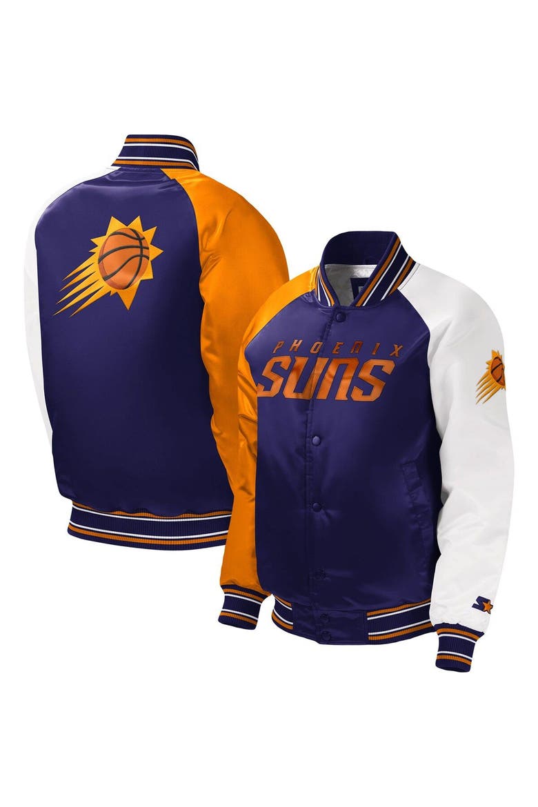 Youth Starter Purple Phoenix Suns Raglan Full-Snap Varsity Jacket, Main, color, Purple