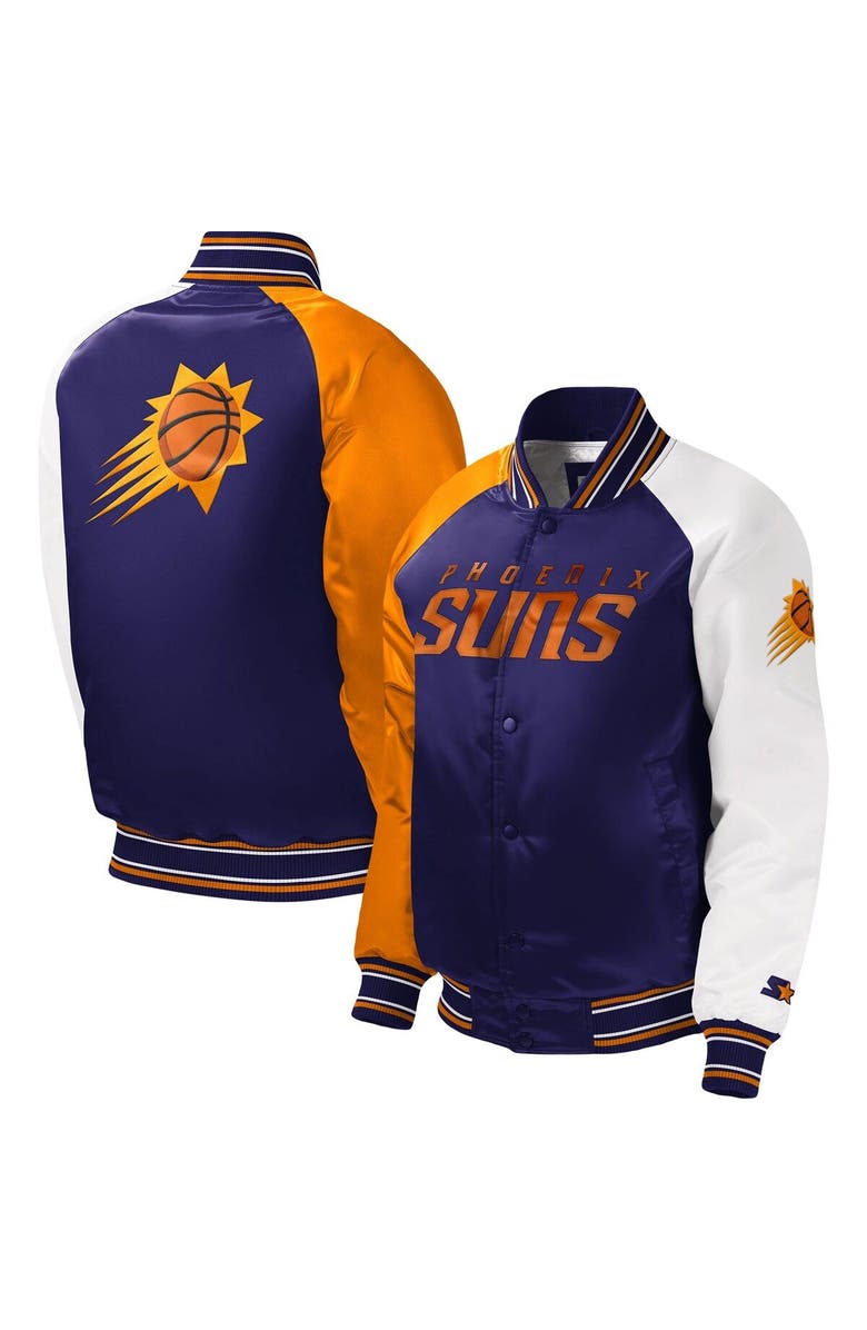 STARTER Youth Starter Purple Phoenix Suns Raglan Full-Snap Varsity Jacket, Main, color, Purple