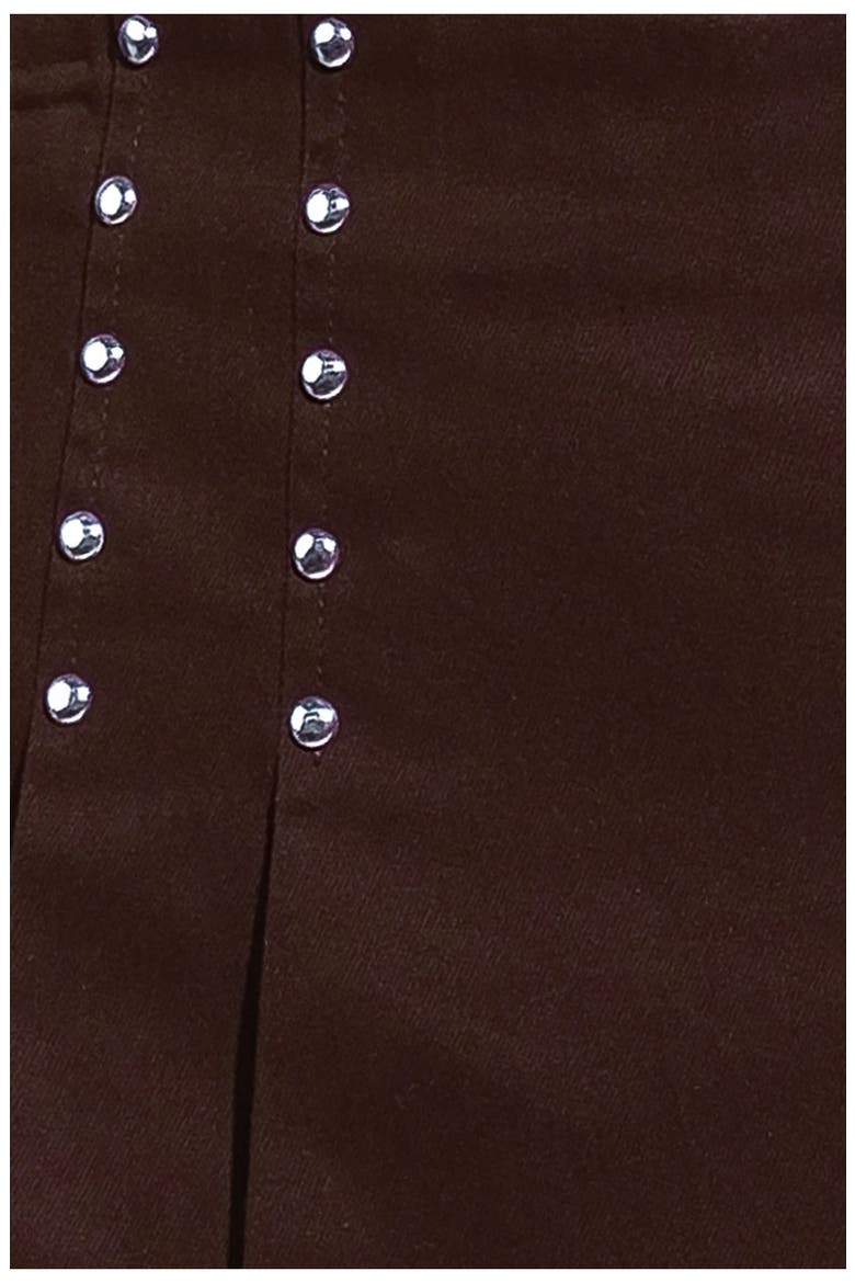 Studded Pleated Miniskort, Alternate, color, DARK BROWN