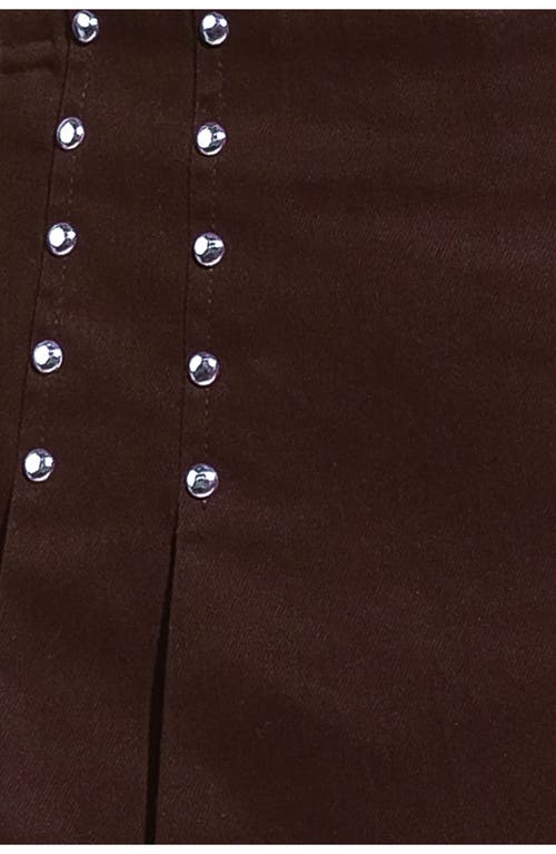Flying Tomato Studded Pleated Miniskort In Brown