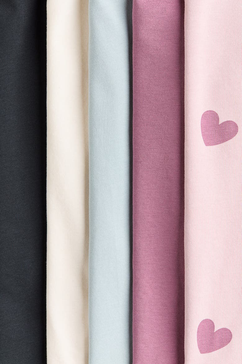 5-Pack Long-Sleeved T-Shirts, Alternate, color, Dusty purple/hearts