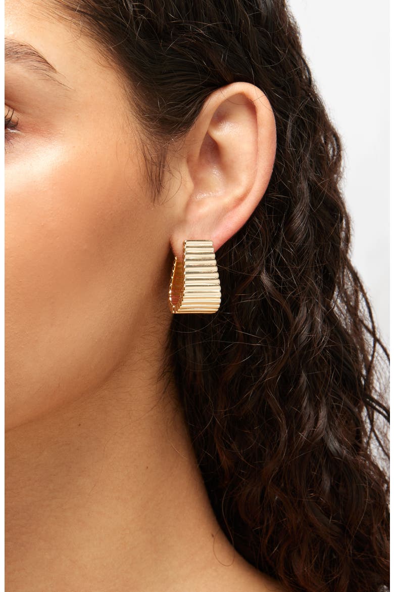 The Ribbed Hoop Earring, Alternate, color, GOLD