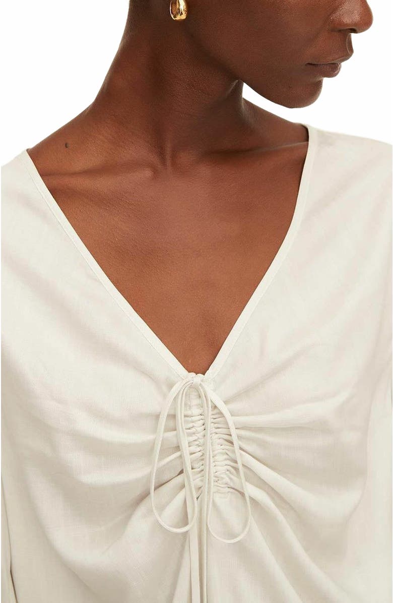 Rebecca Taylor Drawstring Long Sleeve Blouse, Alternate, color, Snow