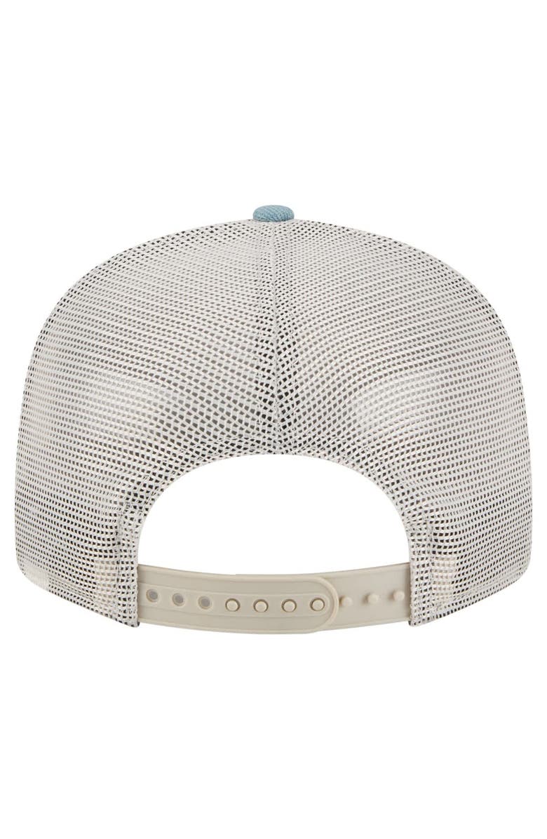 New Era Men's New Era New York Knicks Adventure Denim Split Panel 9FIFTY Snapback Trucker Hat, Alternate, color, 