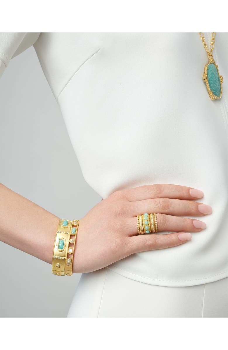 FREIDA ROTHMAN Amazonian Allure 14K Gold Clad Sterling Silver Stone & CZ Bangle Bracelet, Alternate, color,