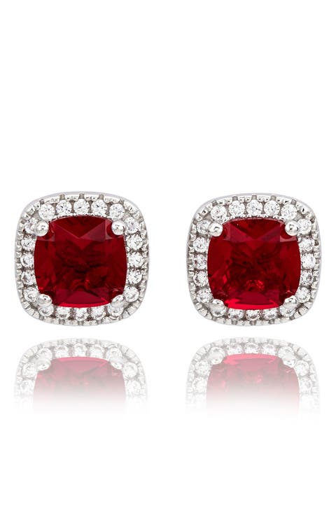 Cubic Zirconia Halo Stud Earrings