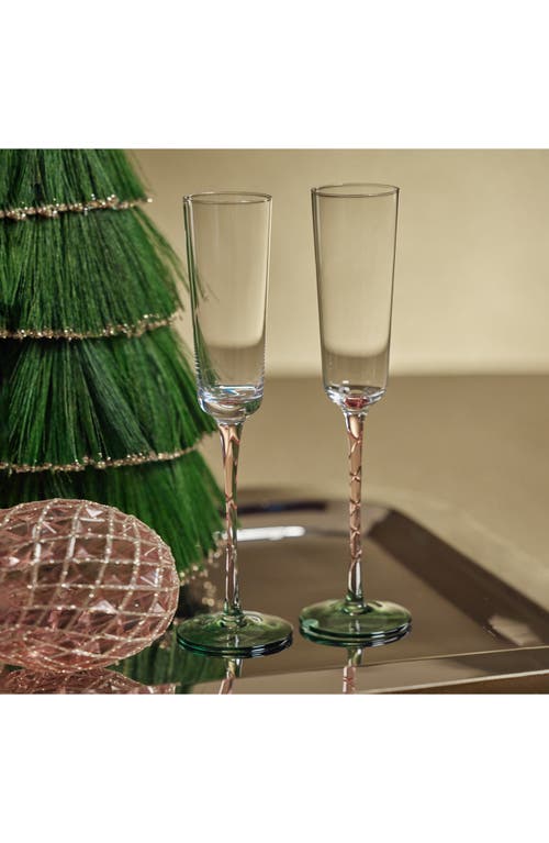 Zodax Sachi Set Of 6 Champagne Flutes In Green