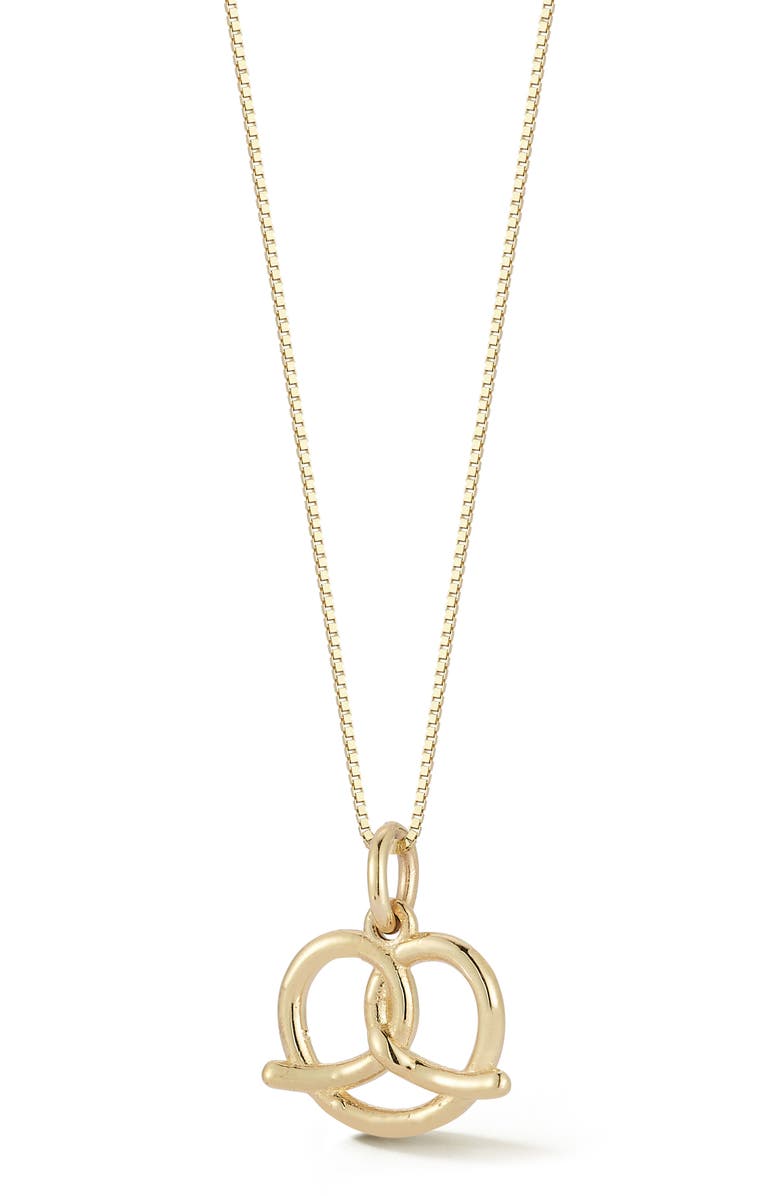 Ember Fine Jewelry 14K Gold Pretzel Pendant Necklace, Main, color, Gold
