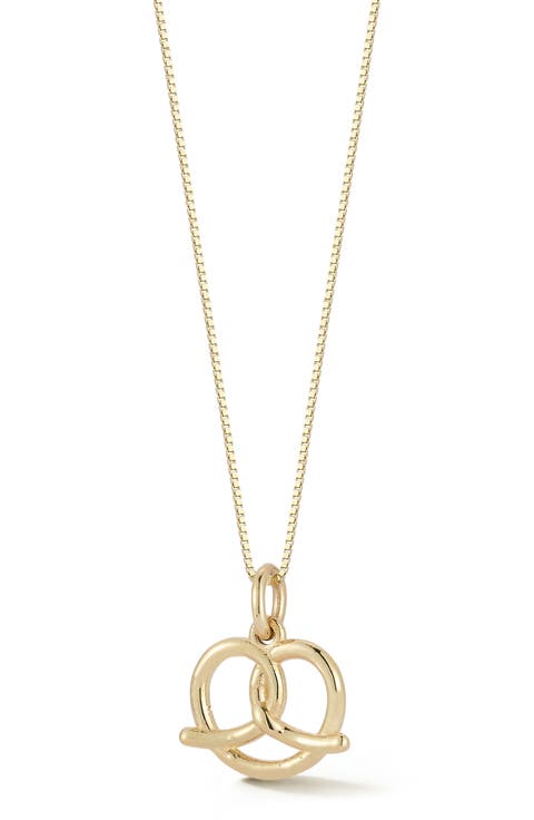 14K Gold Pretzel Pendant Necklace