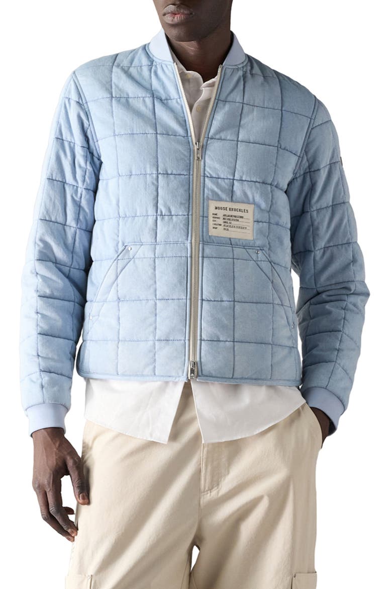 Transit Down Denim Liner Bomber Jacket, Main, color, LIGHT DENIM