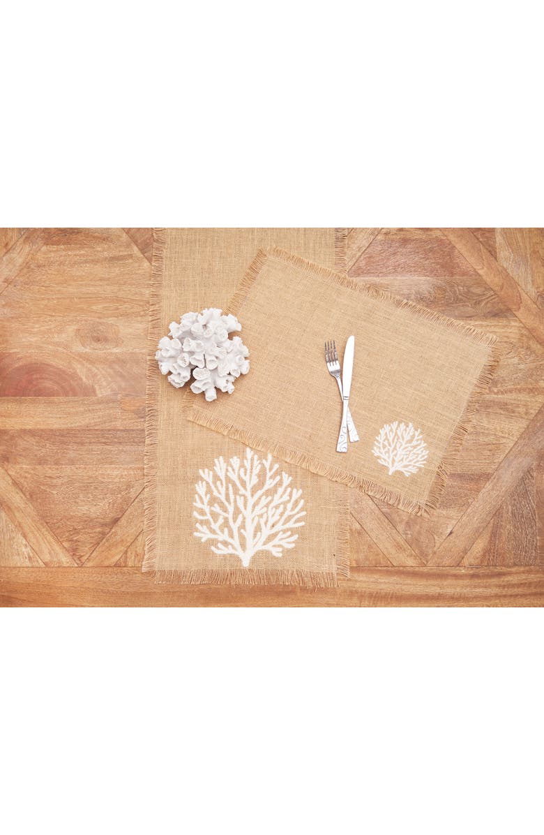 C&F Home Natural Beige 100% Burlap Fringed Set of 6 Placemats 14" x 20", Alternate, color, Beige