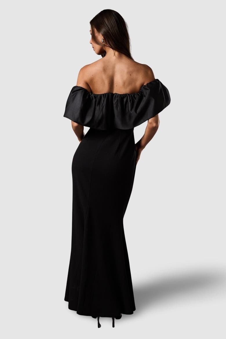Bardot Rose Detail Maxi Dress, Alternate, color, Black