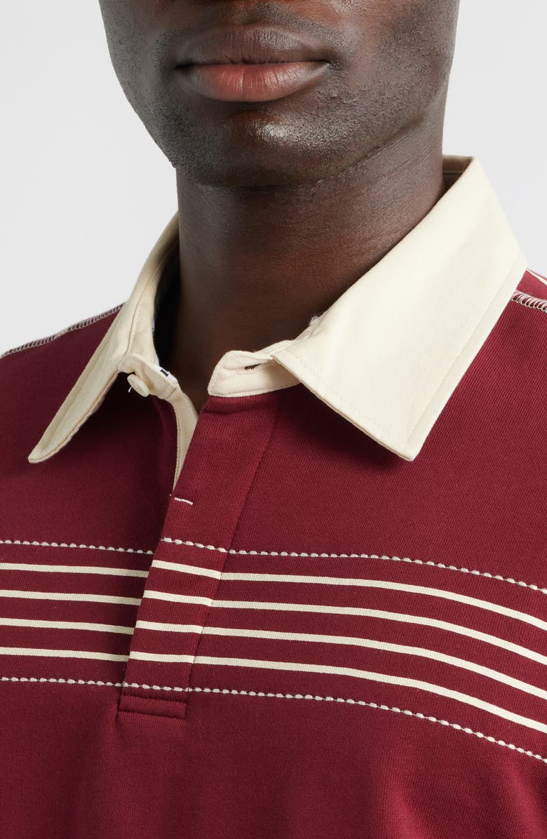 Percival Editor Stripe Cotton Rugby Polo, Alternate, color, Burgundy