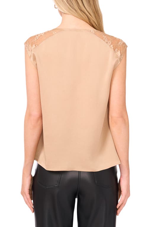 Vince Camuto Lace Trim Cowl Neck Sleeveless Top In Neutral