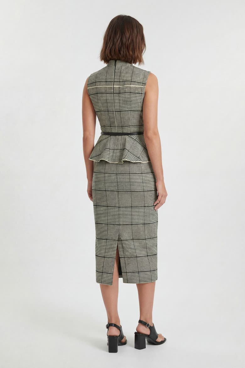 Check Peplum Midi Dress, Alternate, color, Mono