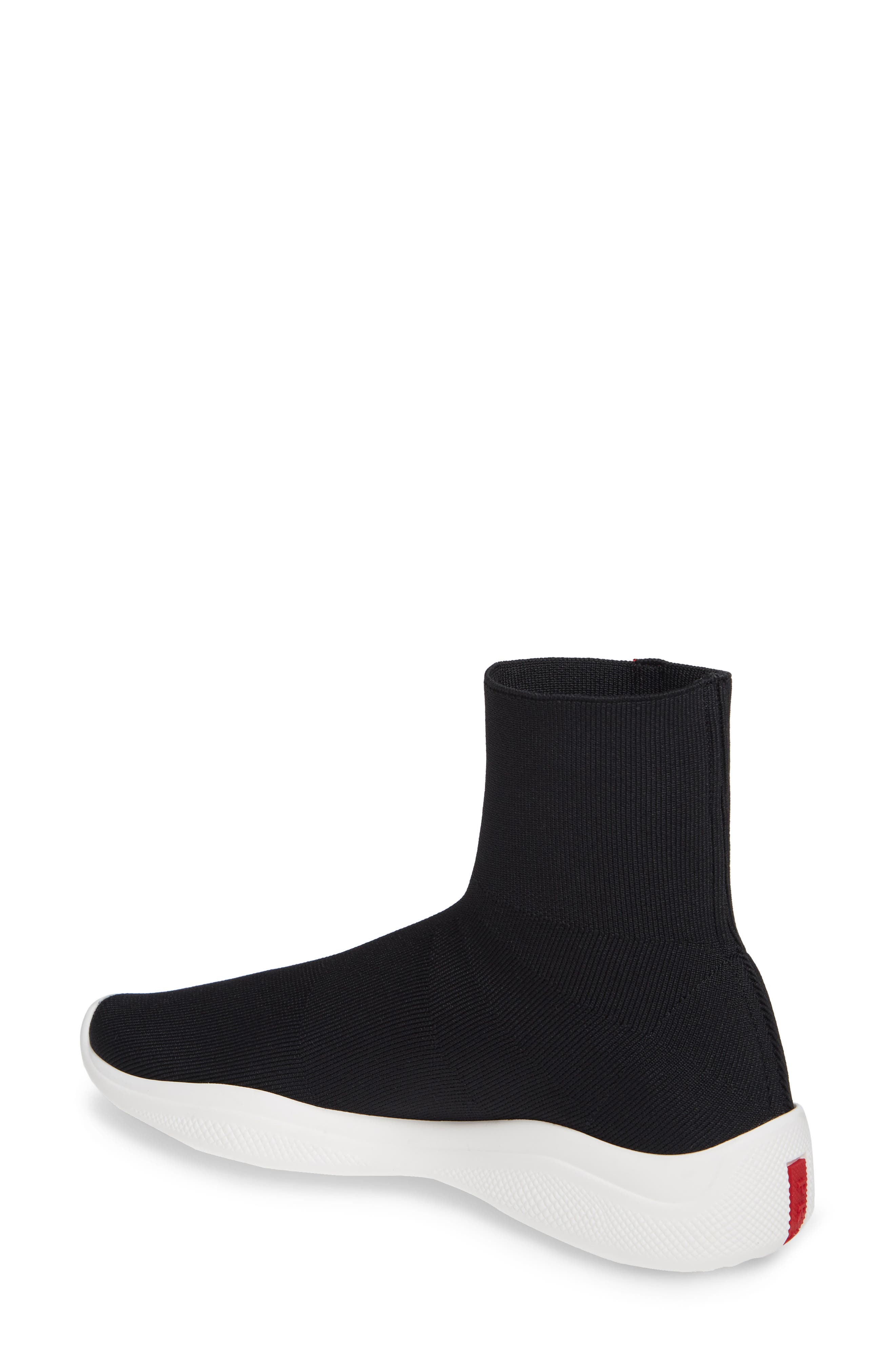Prada Logo Band Sock Sneaker, Alternate, color, 