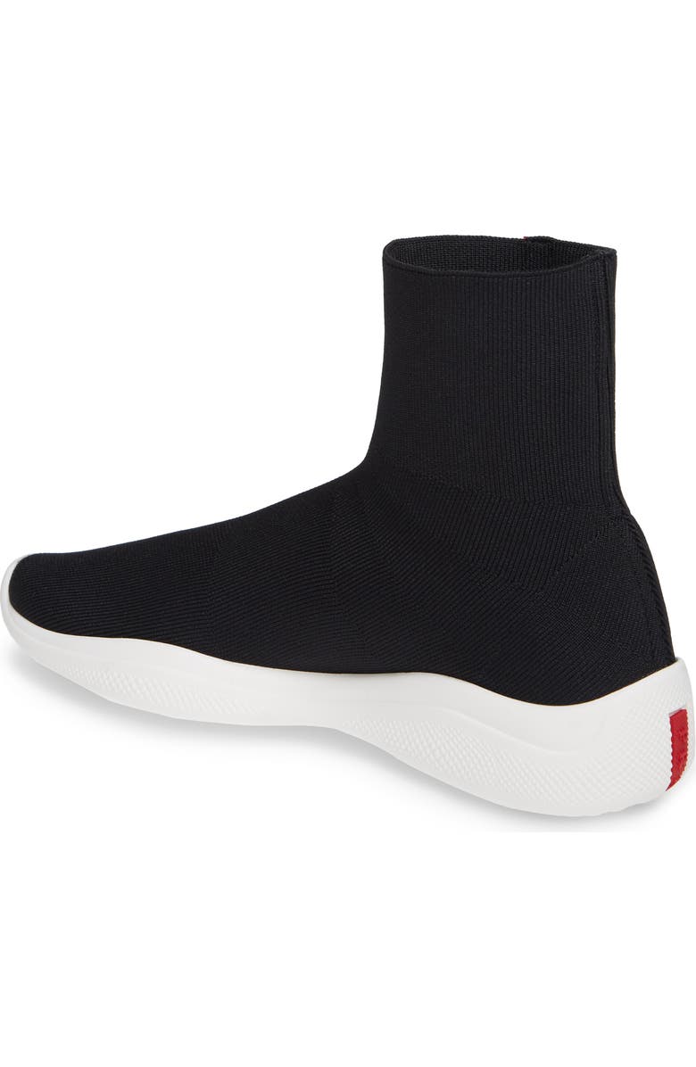 Prada Logo Band Sock Sneaker, Alternate, color,