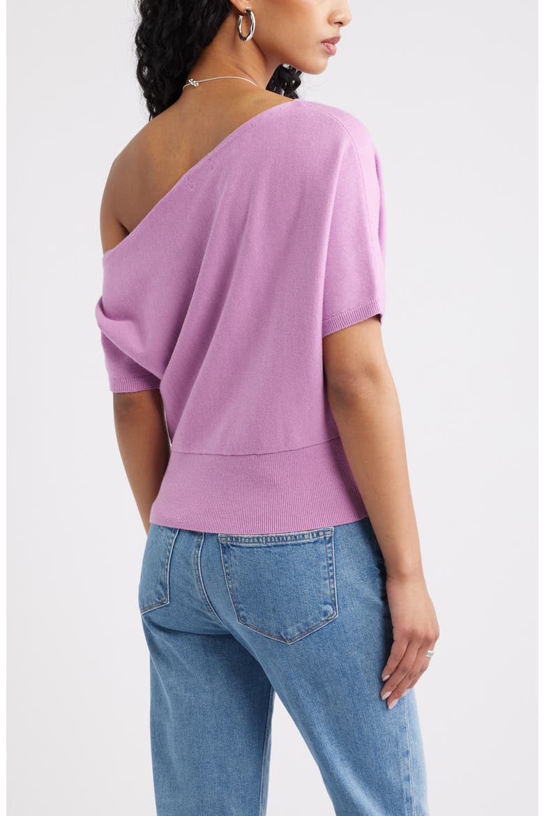 One-Shoulder Short Sleeve Sweater, Alternate, color, PINK GALE