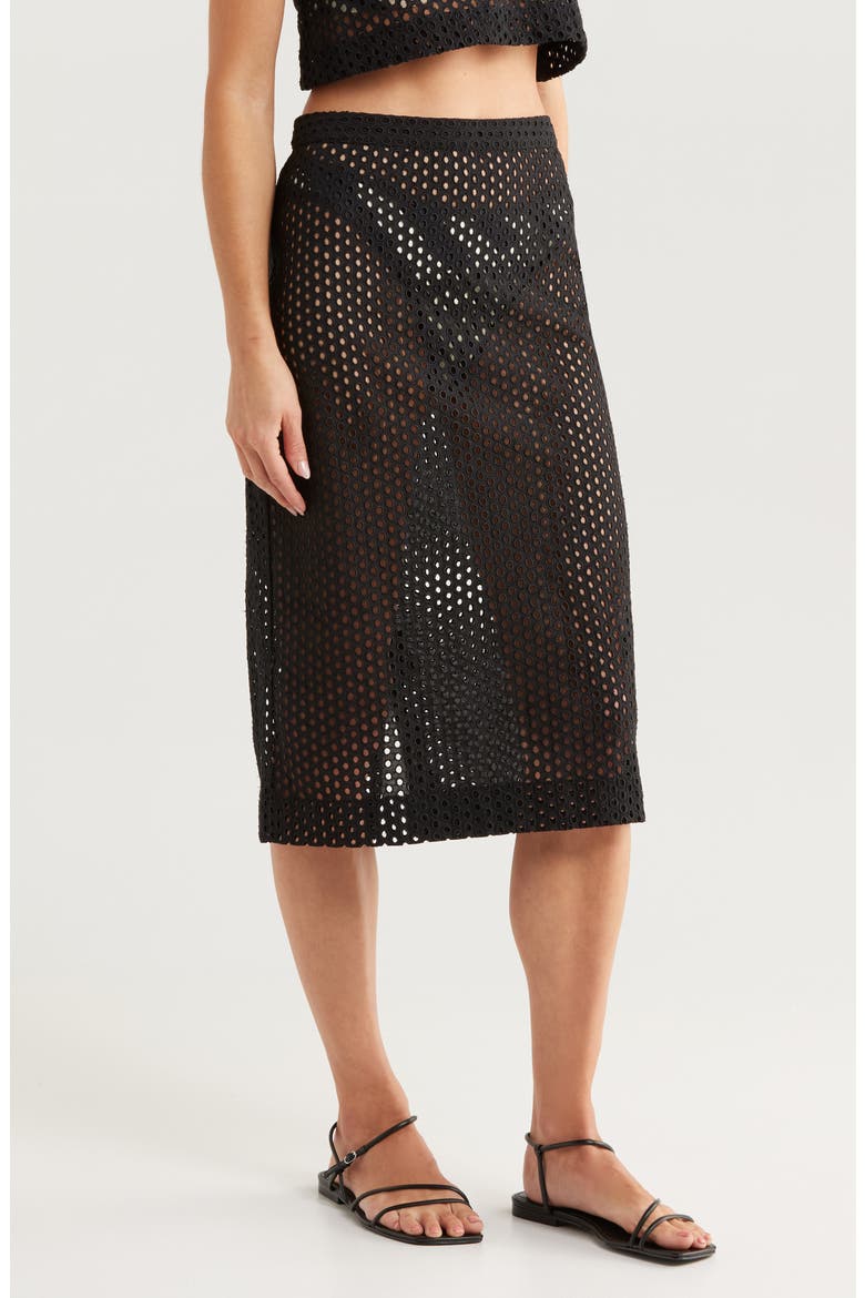 The Sherry Cotton Eyelet Cover-Up Skirt, Alternate, color, NOIR
