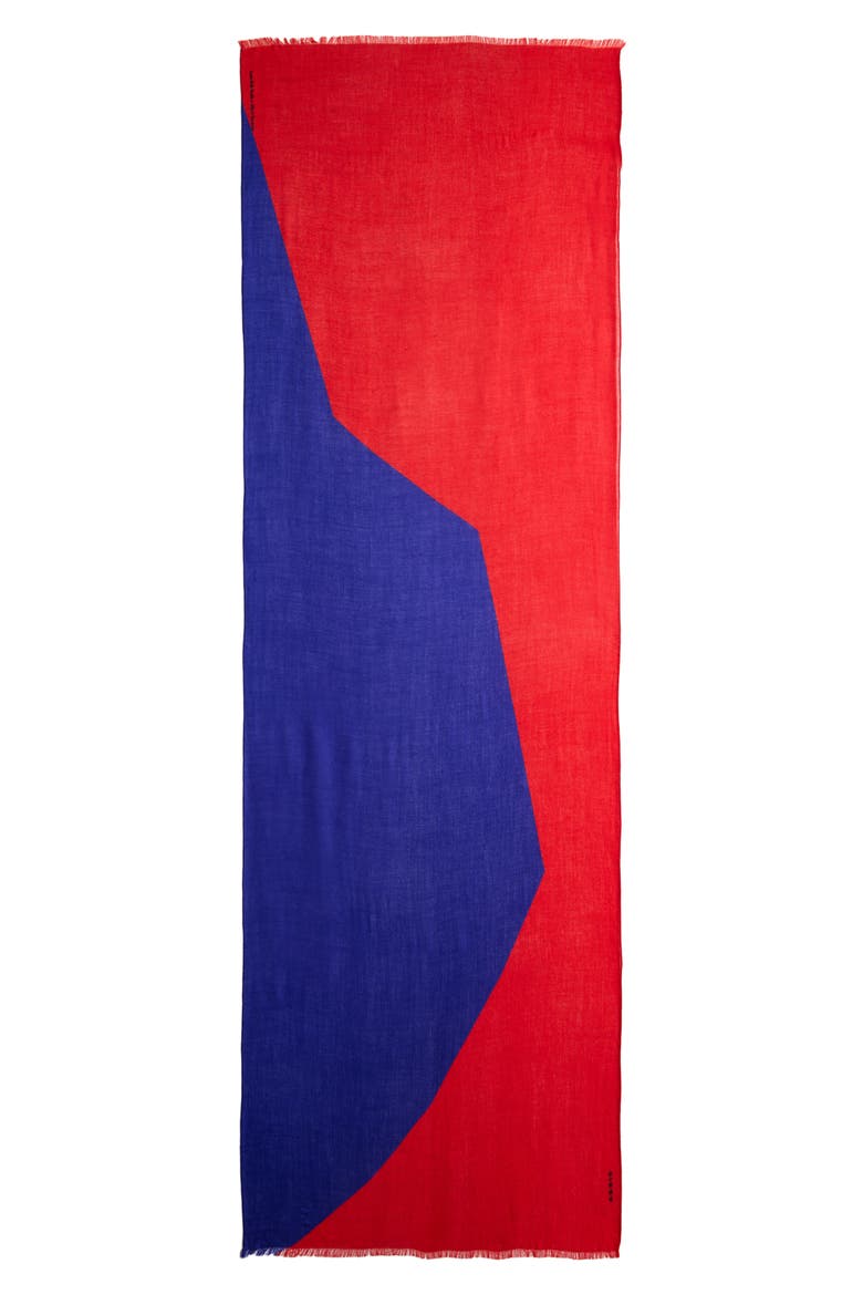 High Plains Cashmere Fringe Scarf, Main, color, VERMILLION-LAPIS BLUE