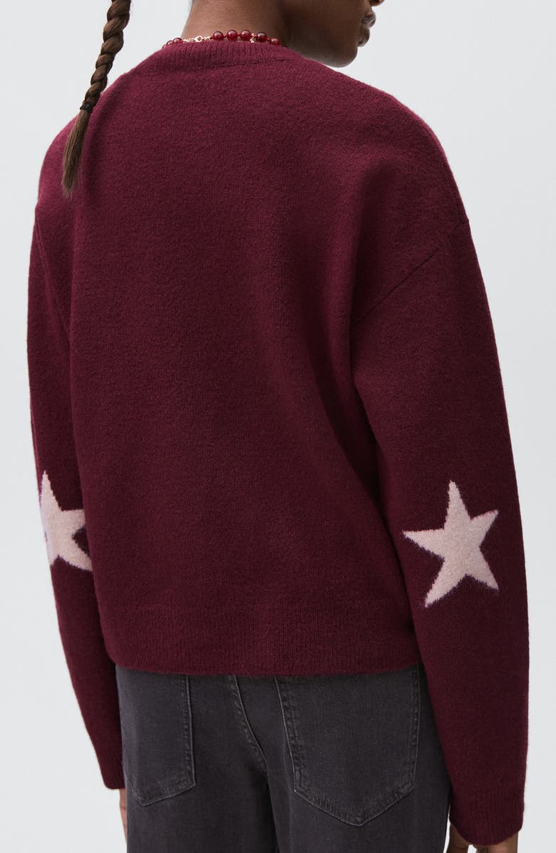 MANGO TEEN Star Crewneck Sweater, Alternate, color, Burgundy