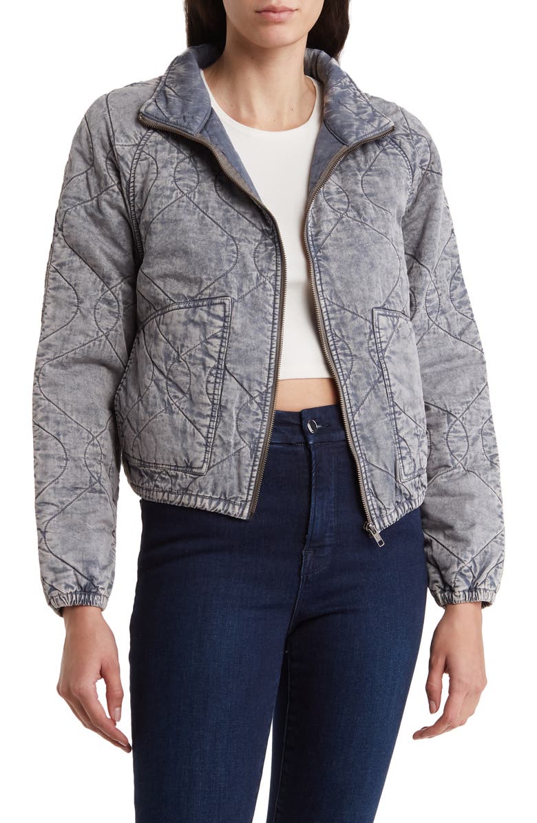 Electric & Rose Acid Wash Quilted Crop Jacket, Main, color, 