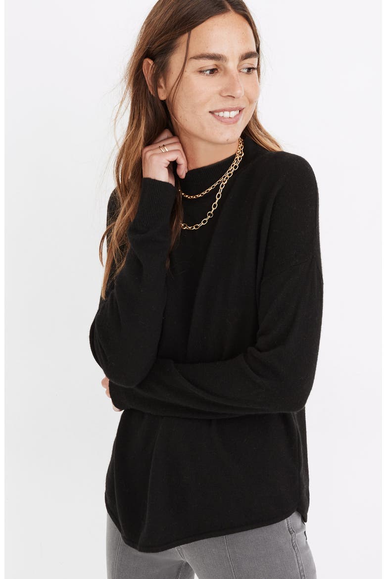 Ashbury Mock Neck Sweater, Main, color, TRUE BLACK