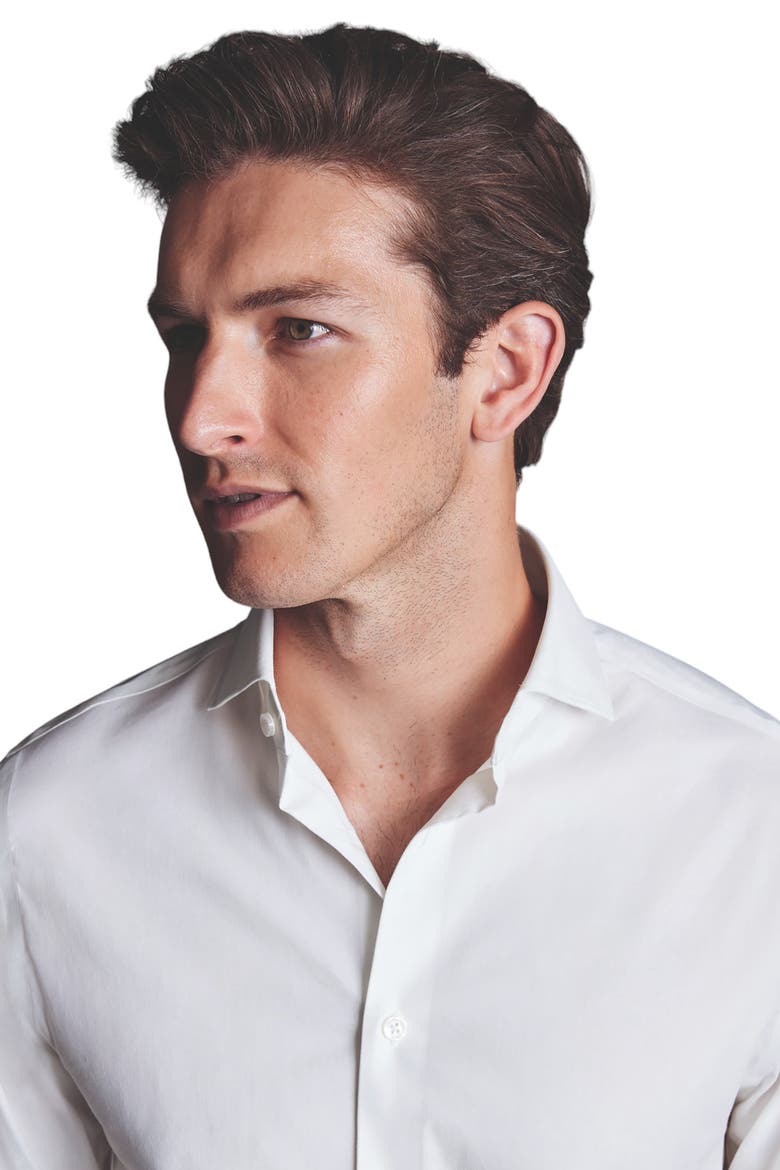Non-Iron Stretch Twill Slim Fit Shirt Single Cuff, Alternate, color, White