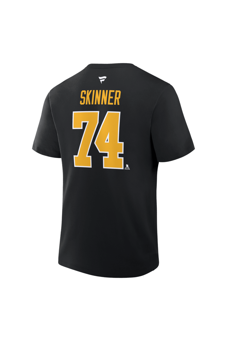 Men's Fanatics Stuart Skinner Black Pittsburgh Penguins Authentic Stack Name & Number T-Shirt, Alternate, color, Black