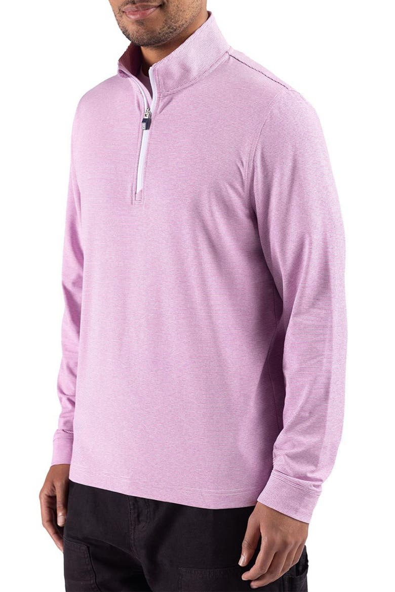 Soft Knit Quarter Zip Pullover, Alternate, color, GELATO HEATHER/ WHITE