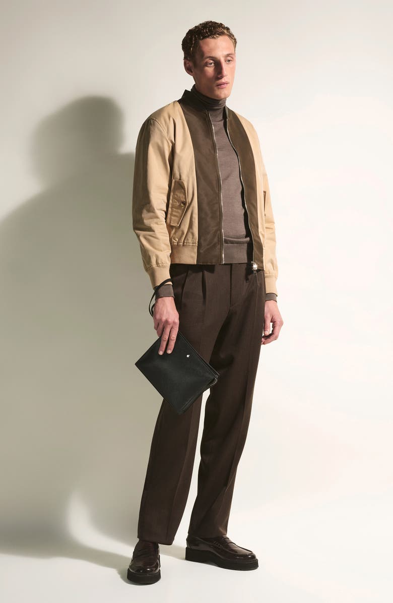 Montblanc Sartorial Leather Zip Pouch, Alternate, color, Black