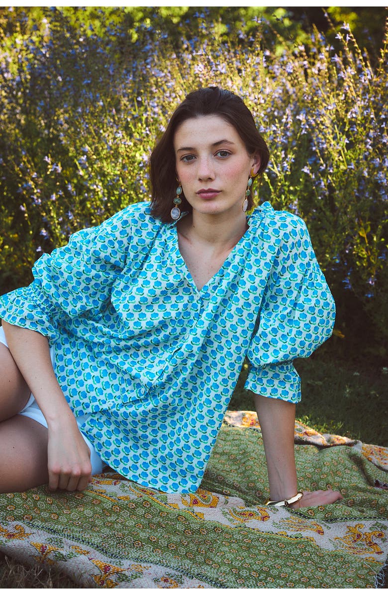 Ro's Garden Rachel Shirt, Alternate, color, Blue Asahi