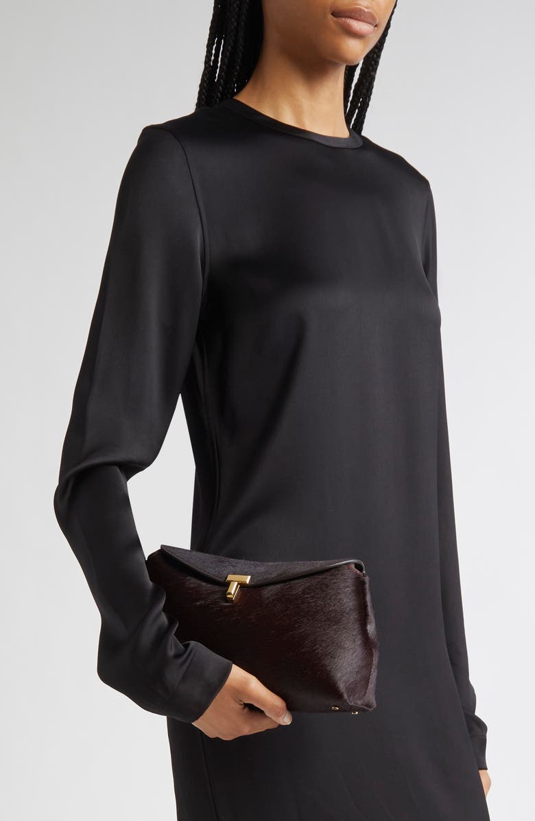 TOTEME T-Lock Genuine Calf Hair Clutch, Alternate, color, Wine