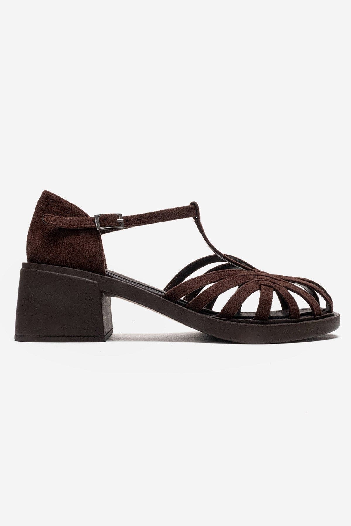 Prologue Shoes Nolana Block Heel Sandal, Alternate, color, Brown Suede