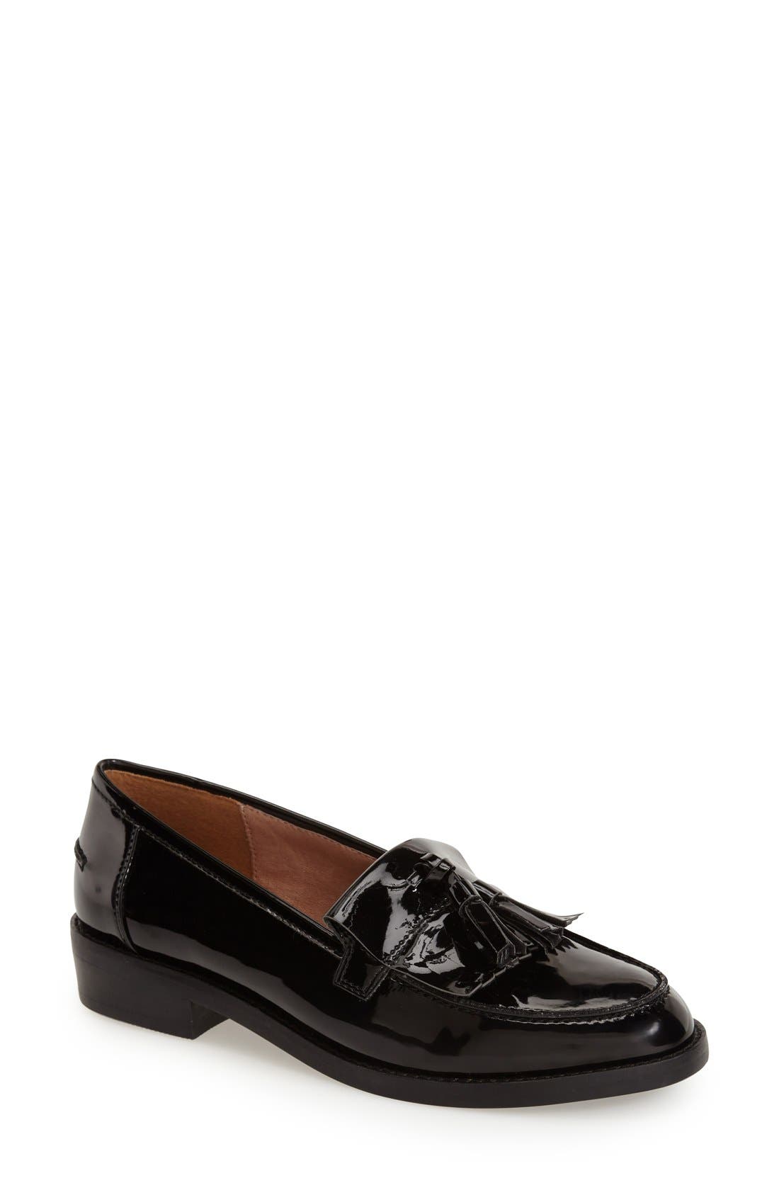 'Meela' Loafer, Main, color, BLACK SMOOTH PATENT LEATHER