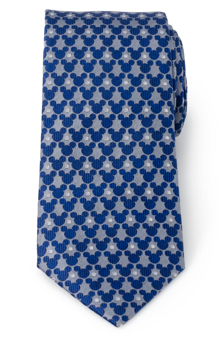 x Disney Mickey Dot Pattern Silk Tie, Main, color, BLUE