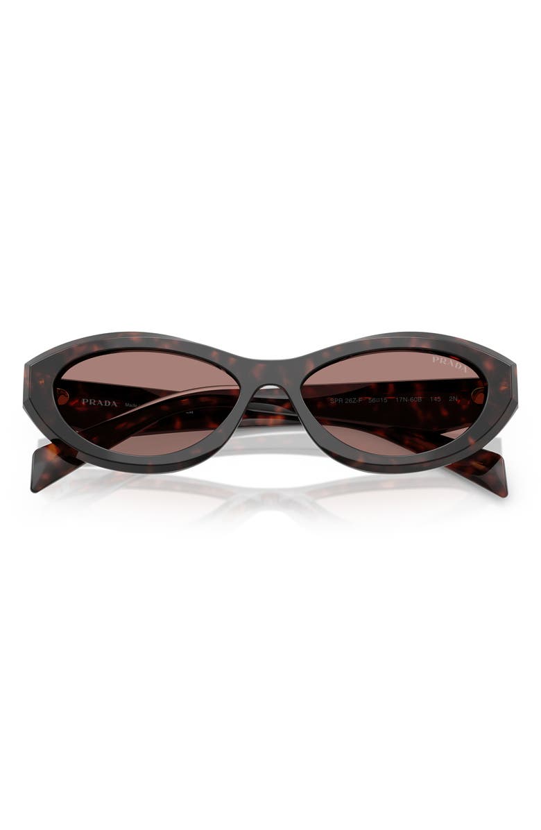 Prada 56mm Oval Sunglasses, Alternate, color, Brown Tortoise
