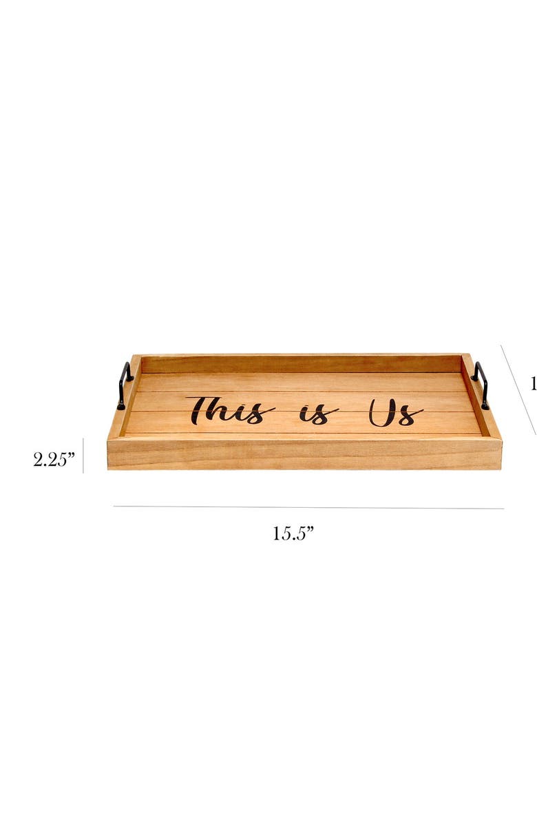 LALIA HOME Decorative Wood Serving Tray with Handles - 15.5" x 12" - "This is Us", Alternate, color, Natural Wood