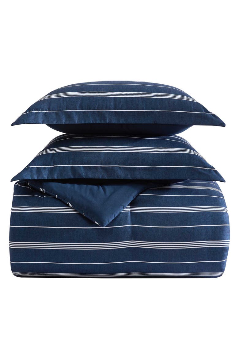 Mariners Line Microfiber Comforter Set, Main, color, DARK BLUE