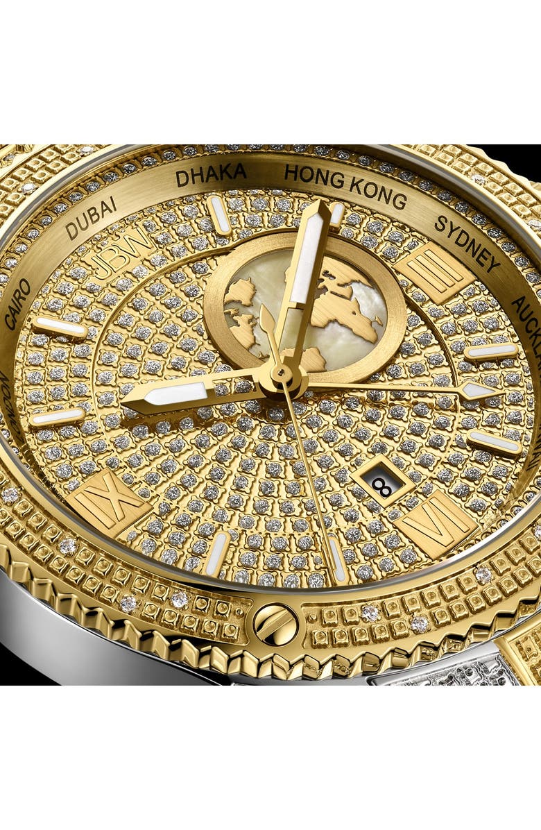JBW Jet Setter GMT Diamond Bracelet Watch, 46mm, Alternate, color, Two-Tone