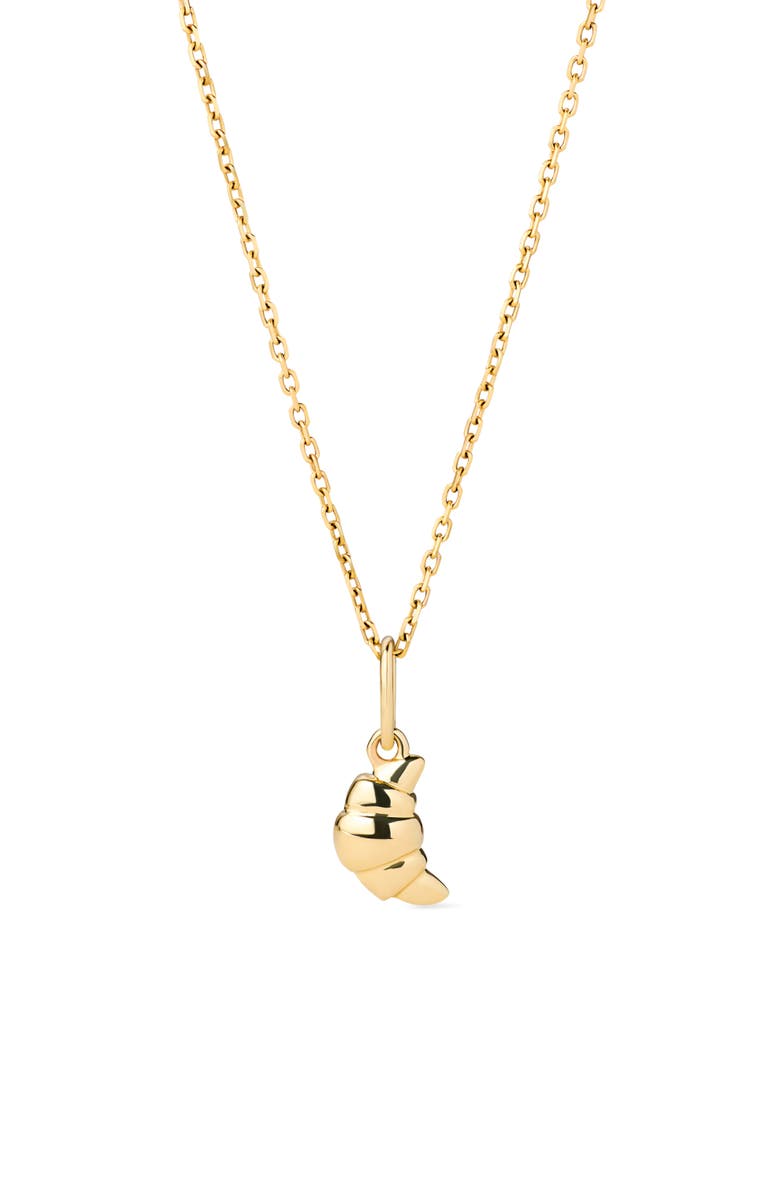 Ana Luisa Solid Yellow Gold - Croissant Charm Necklace, Main, color, 