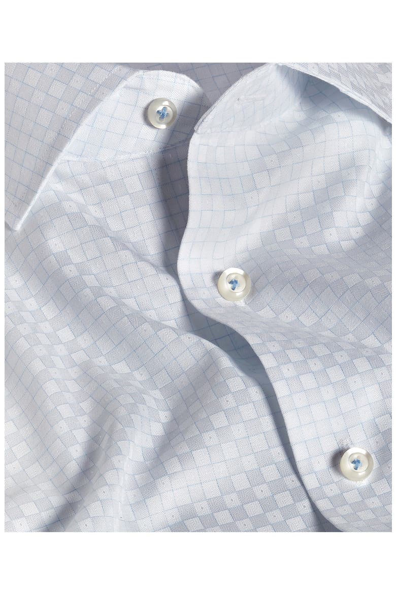 Trim Fit Dobby Check Dress Shirt, Alternate, color, WHITE/ SKY