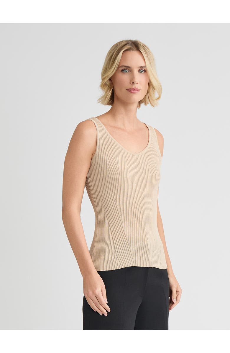 Misook Shaped Soft Ribbed Knit Tank, Alternate, color, Beige